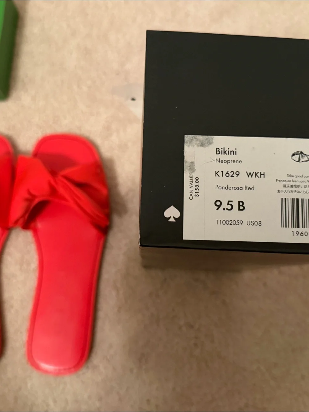 Kate Spade “Bikini” Red Neoprene Bow Slide Sandals for Women Size 9.5 NWB